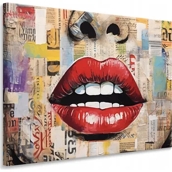 Obraz Obraz do Obývacího Pokoje Červené Rty Styl Pop-Art Abstrakce Portrét 30x20