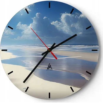 Hodiny Nástěnné hodiny do kuchyně 30x30 Pláž Skleněné hodiny do obýváku Loft Tiché