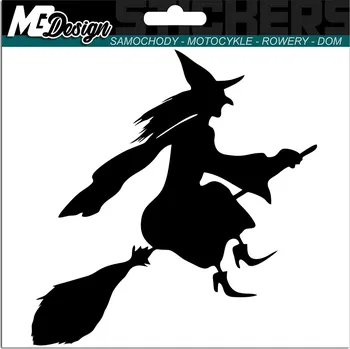 Samolepicí dekorace na vozidlo ČARODĚJNICE NA KOŠTĚTI STARÁ samolepka AUTO 15X15cm