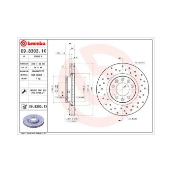 Brzdový kotouč BREMBO 09.8303.1X Brzdový kotouč Doprava Zdarma! XTRA Výkon XTRA Spolehlivost atraktivní design Nová řada brzdových kotoučů Brembo Xtra se speciálním vrtáním které spojuje atraktivní design s vysokým brzdným účinkem za všech