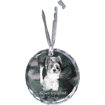 Obraz Art-Dog křišťálová vánoční koule s fotografií 7 cm 1 cm Biewer Yorkshire Terrier