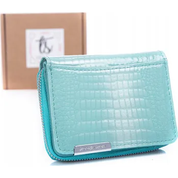 Malá tyrkysová dámská lakovaná peněženka s RFID