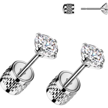 Náušnice Šperky4U Ocelové náušnice - čiré zirkony 4 mm - OPN2013-04