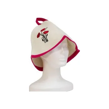 Klobouk do sauny "Makové květiny"