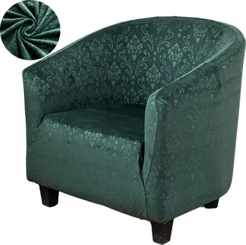 POTAH NA KŘESLO KLUBOVKU VELUR RAŽENÝ ORNAMENT PREMIUM ZELENÝ