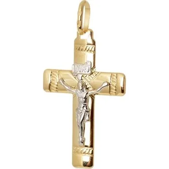 Přívěsek Přívěšek ze žlutého zlata kříž s Ježíšem ZZ1056F + dárek zdarma