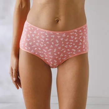 Kalhotky Sada 10 kalhotek maxi ze strečové bavlny a s potiskem květin smaragdová/korálová 50/52