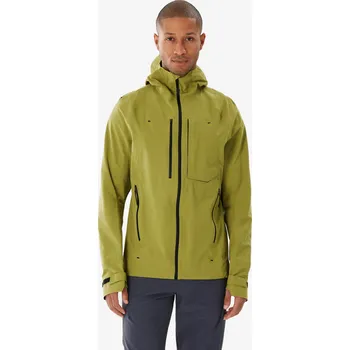 QUECHUA Pánská turistická nepromokavá bunda MH 900 S ZELENÁ|ČERNÁ