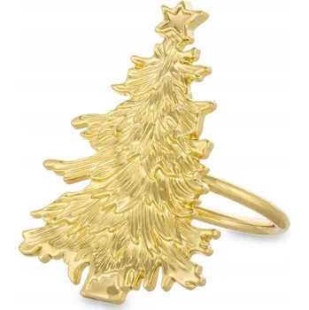 Vánoční dekorace Kovový kroužek na ubrousky pr. 4 cm - Vánoční stromeček - Zlatý