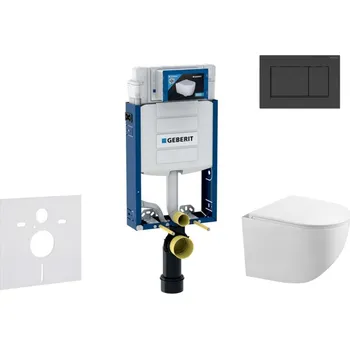 GEBERIT - Kombifix Set předstěnové instalace, klozetu Gaia a sedátka softclose, tlačítko Sigma20, matná černá/černá SANI15CA5105