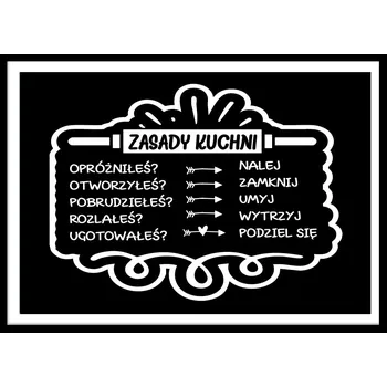 Obraz OBRAZ PLAKÁT V RÁMU do KUCHYNĚ PRAVIDLA jídelny vtipný zábavný P2582_A4