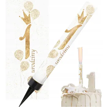 Dortová svíčka DORTOVÁ FONTÁNA 1 ROK ZLATÁ na dort se svíčkou 12 cm