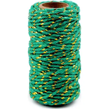 Stuha Bavlněná šňůra / provázek Ø1,5 mm s lurexem, vánoční Varianta: 8 zelená zlatá, Balení: 1 ks