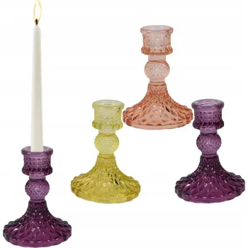 Svícen Skleněný svícen s diamantovými ozdobami, 10 cm