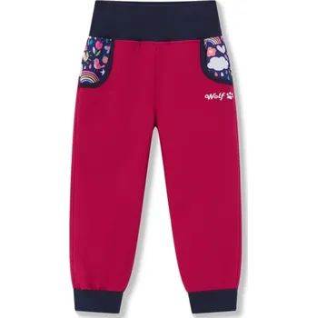 Chlapecké kalhoty Lehké dívčí a chlapecké softshellové kalhoty B2581 Wolf Doplňky: růžová vel.98