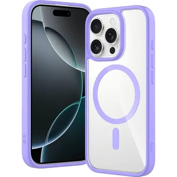 Pouzdro na mobilní telefon JP MagFit Clear MagSafe obal s N52 magnetem, iPhone 16 Pro, fialový