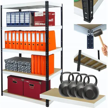 Dílenský regál Kovový regál skladový garážový HELIOS HBW 180x075x35 5x400kg