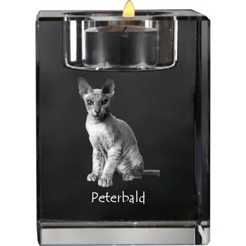 Svícen Peterbald - svícen s motivem koně, křišťálový podstavec na čajovou svíčku,