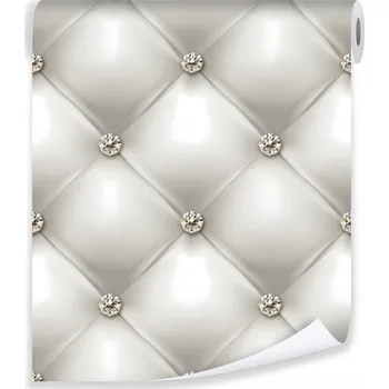 Fototapeta 3D tapeta s prošívaným vzorem, bílá kůže, samolepicí
