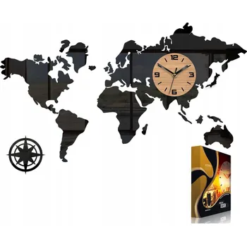 Hodiny Nástěnné hodiny Mapa světa 70 cm Moderní 3D Tiché