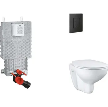 Klozet GROHE - Uniset Set předstěnové instalace, klozetu, sedátka SoftClose a tlačítka Even, phantom black SANI15BB5101