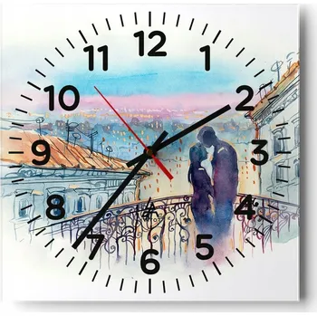 Hodiny Kuchyňské nástěnné hodiny 30x30 Architektura Skleněné hodiny do obýváku Tiché