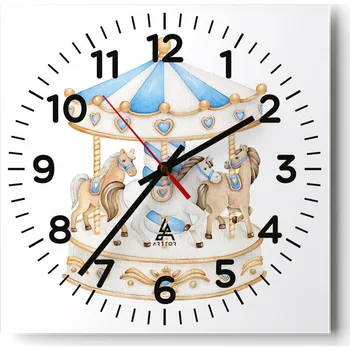 Hodiny Kuchyňské nástěnné hodiny 30x30 Koně Skleněné hodiny do obýváku Moderní Tiché