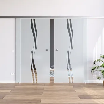 Interiérové dveře Amod Cassini skleněné posuvné dveře dvoukřídlé 2x 102,5x217,5 cm
