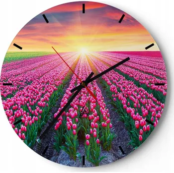 Hodiny Nástěnné hodiny do kuchyně 30x30 Květiny Skleněné hodiny do obýváku Loft Tiché