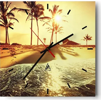 Hodiny Velké nástěnné hodiny 40x40 Krajina Skleněné hodiny Tiché