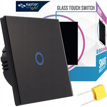 vypínač Dotykový vypínač Masterled jednoduchý, černý, skleněný