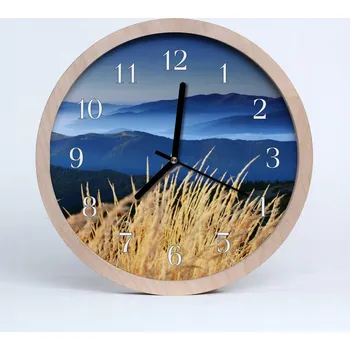 Hodiny Moderní nástěnné hodiny do loftu Hory tráva Krajina