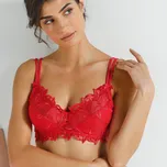 Sada 2 podprsenek z krajky a vyšívaného tylu, s kosticemi červená+oranžová 95D