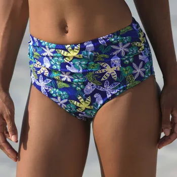 Dámské spodní prádlo Plavkové tvarující kalhotky s vysokým pasem a potiskem Naga modrá/zelená 50