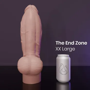 Dildo Erotixxx Toys The End Zone Pale Flesh 75% XXL, prémiové silikonové dildo s Vac-U-Lock 35,5 x 7–10,3 cm