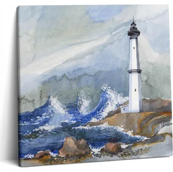 Obraz Obraz Na Plátně Premium do obýváku Akvarelové moře a maják 60x60