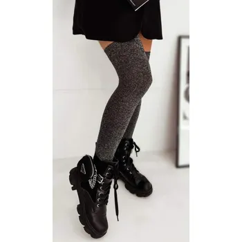 Dámské ponožky DOVOZ EU Dámské bavlněné nadkolenky s lurexem černé Velikost: 37/41