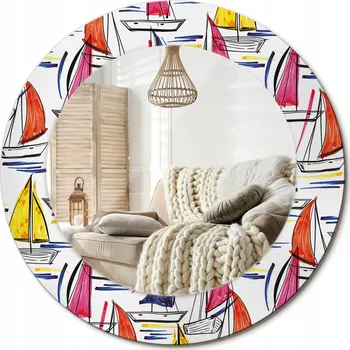 Zrcadlo Zrcadlo s potiskem do koupelny, kuchyně, předsíně, barevné lodičky, průměr 50 cm