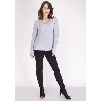 Dámský svetr Dámský V-svetr světle šedý - MKMSwetry, L i556_44449_1134_35