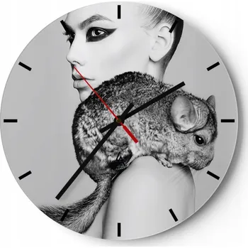Hodiny Nástěnné hodiny do kuchyně 30x30 Žena Skleněné hodiny do obýváku Loft Tiché