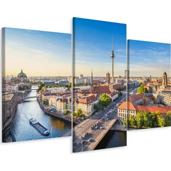 Obraz Obraz BERLÍN Řeka Spréva Loď 3D Triptych 60x40