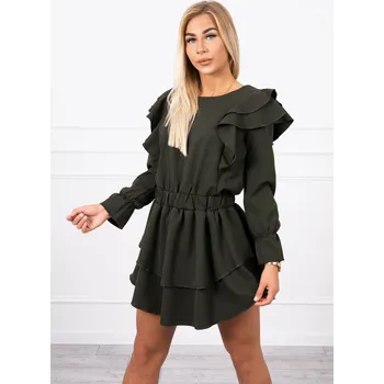 Dámské šaty Dámské khaki šaty s volány K-Fashion, UNI i519_18323-U