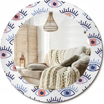 Zrcadlo Moderní dekorativní kulaté nástěnné zrcadlo s potiskem Loft Oči průměr 60cm
