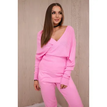Dámský svetr Dámský světle růžový dvoudílný set K-Fashion, UNI i519_21894-U