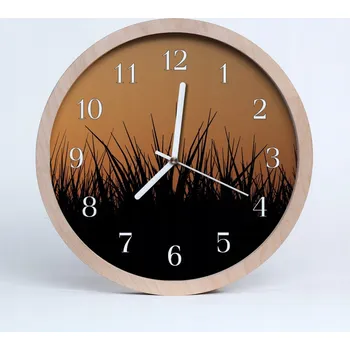 Hodiny Dřevěné nástěnné hodiny mlha nad lesem průměr 25 cm