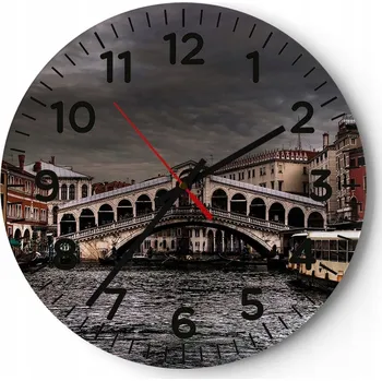 Hodiny Nástěnné hodiny do kuchyně 30x30 Město Skleněné hodiny do obýváku Loft Tiché