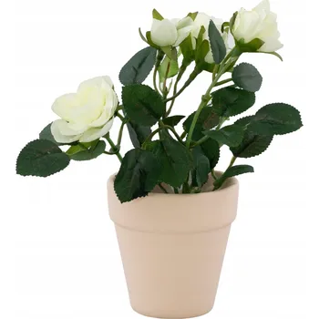 umělá květina UMĚLÉ RŮŽE v keramickém květináči BÍLÉ