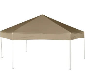 Zahradní stan OMAXI Šestihranný pop-up stan s bočnicemi 3,6 x 3,1 m taupe 220 g/m² 680497