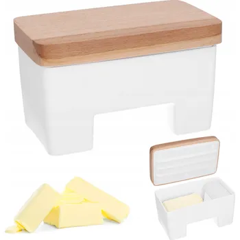 Máslenka Inteligentní vodní máslenka, bílá dřevěná nádoba na máslo