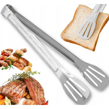 KUCHYŇSKÉ KLEŠTĚ KOVOVÉ LŽÍCE NA GRILOVÁNÍ SALÁTŮ MASA OCEL UNIVERZÁLNÍ